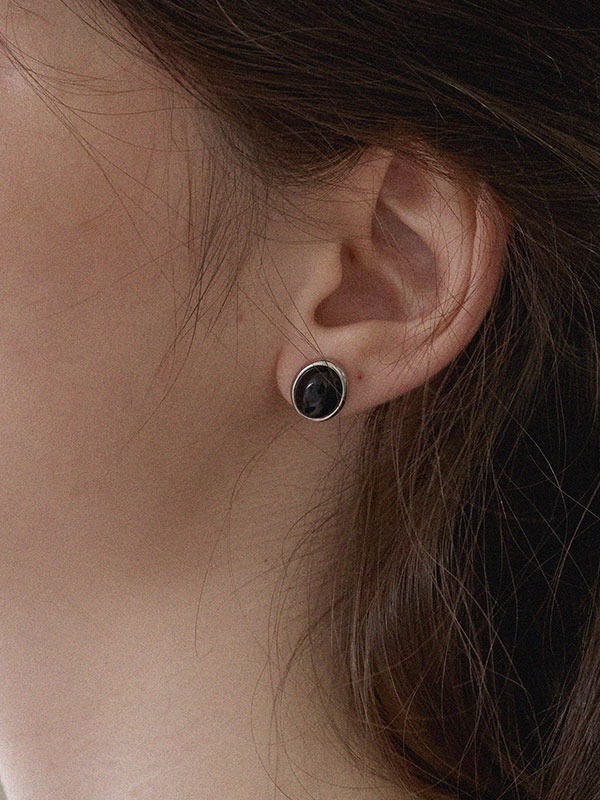 silver925 onyx earring