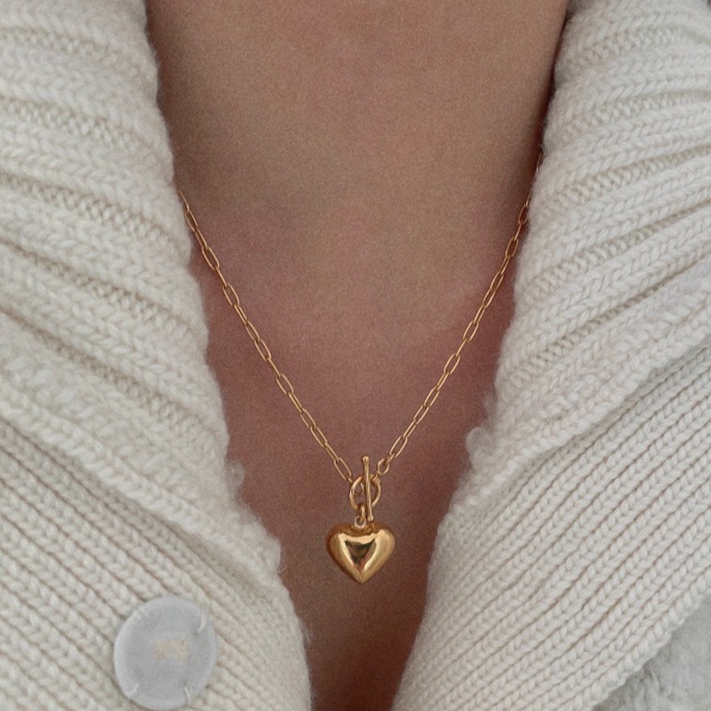 [47cm] silver925 clip heart gold necklace
