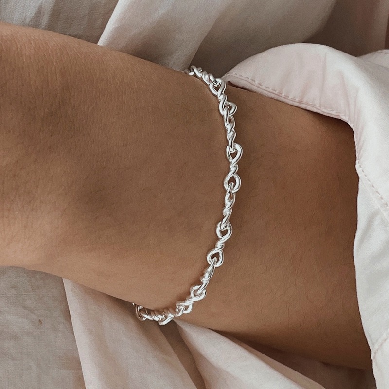 silver925 ribbon chain bracelet