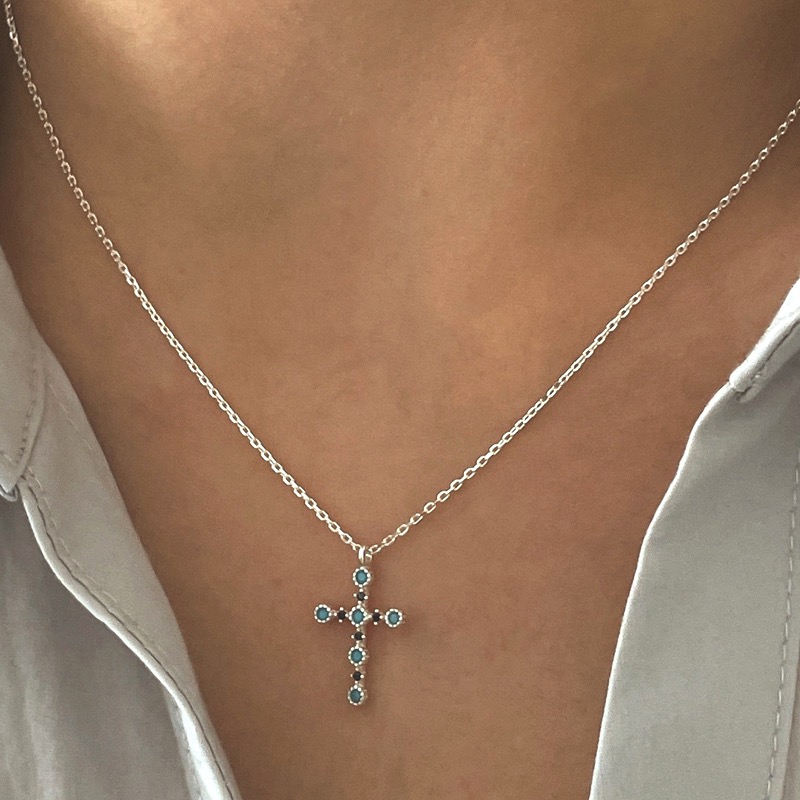 [자사몰 전용] silver925 blue cross necklace