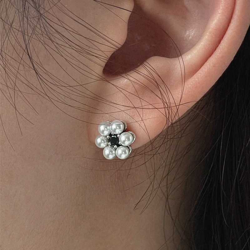 silver925 flower pearl earring