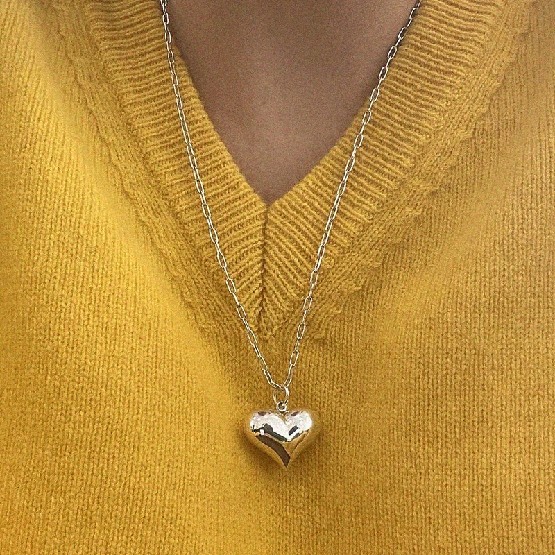 silver925 love long necklace