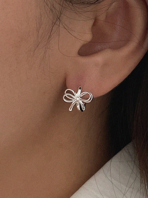 silver925 ribbon earring