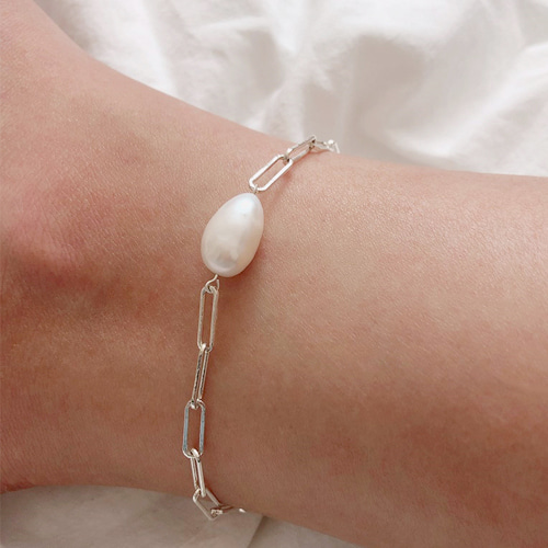 silver925 pearl chain anklet