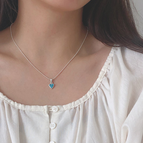 Silver925 jemstone heart necklace