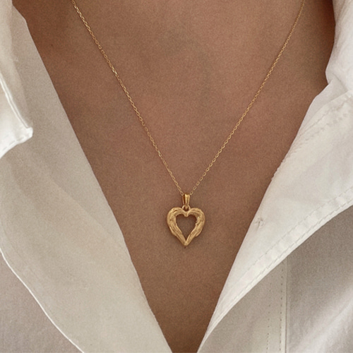 silver925 bold gold heart necklace