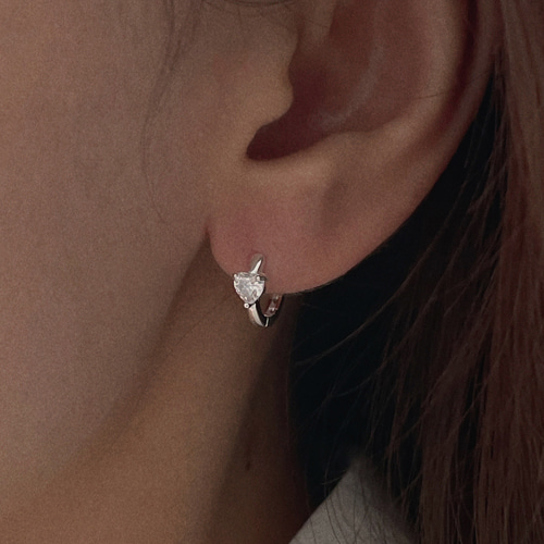 silver925 opal heart earring