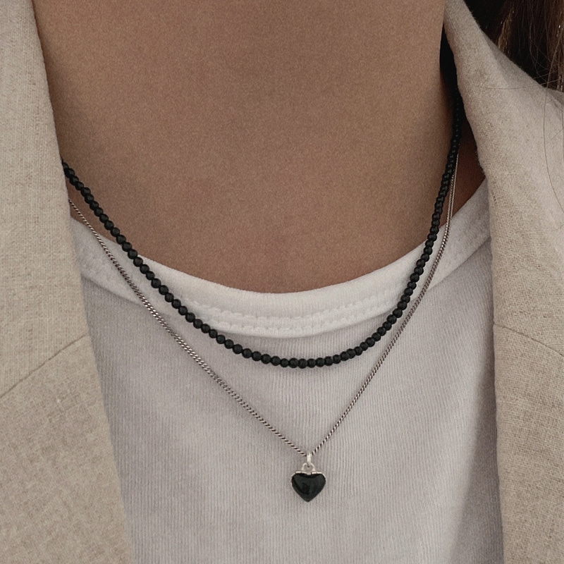 [자사몰 전용] silver925 onyx necklace
