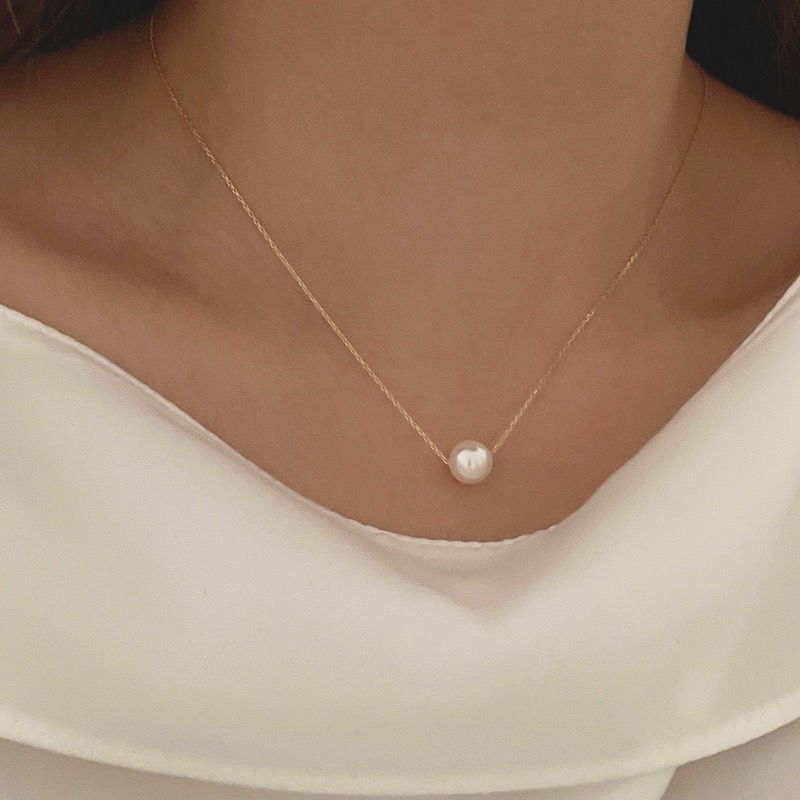 silver925 basic pearl necklace