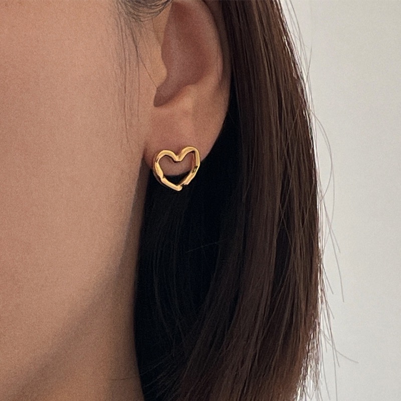 silver925 hand heart earring