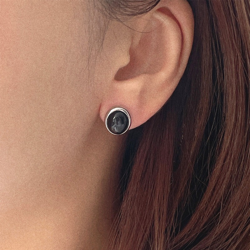 silver925 onyx earring