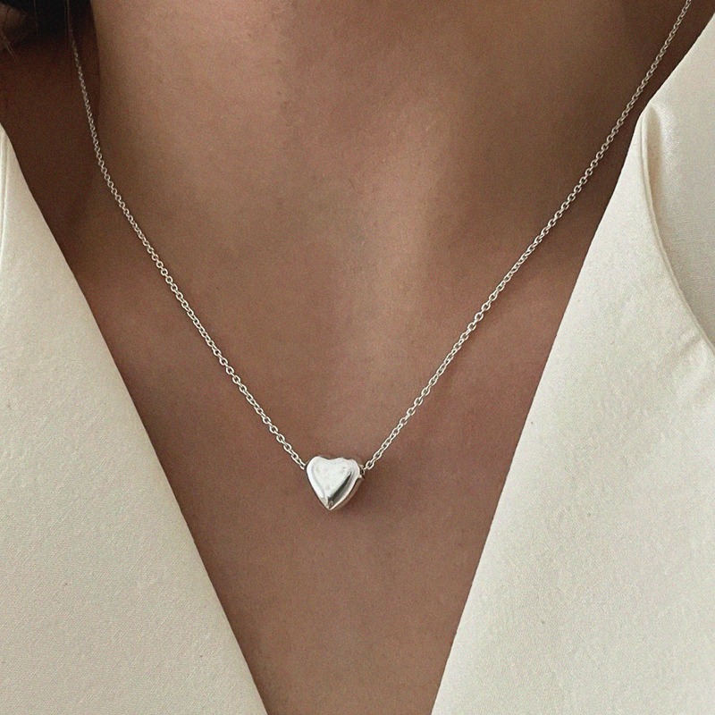 silver925 single heart necklace