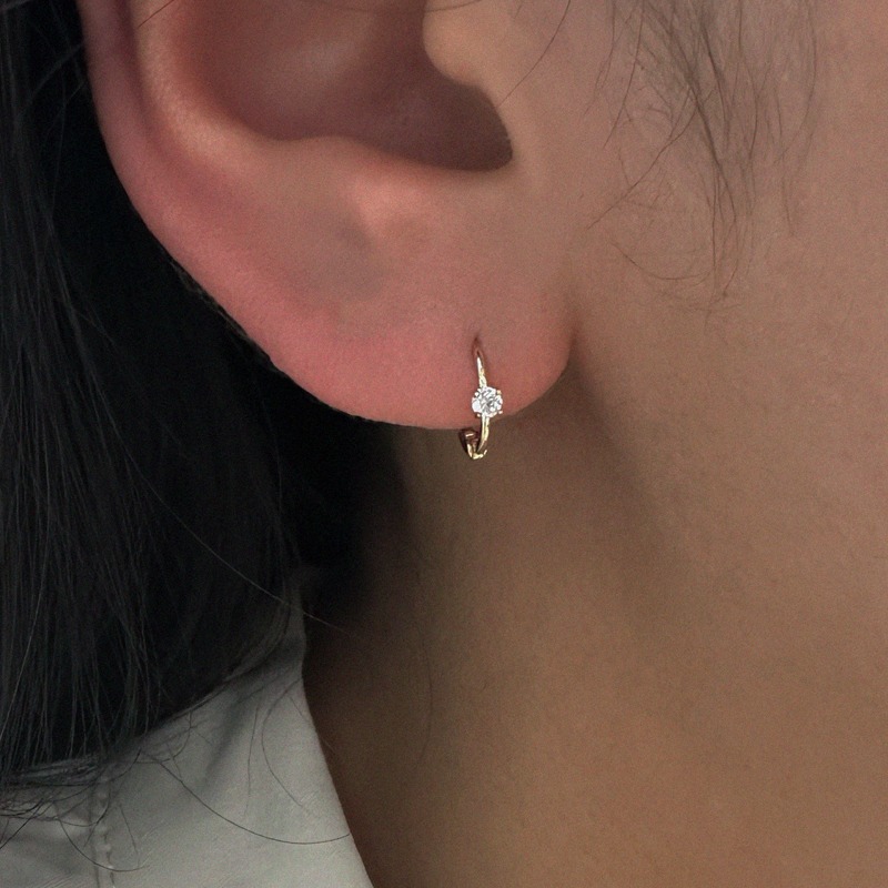 14k mini cubic earring
