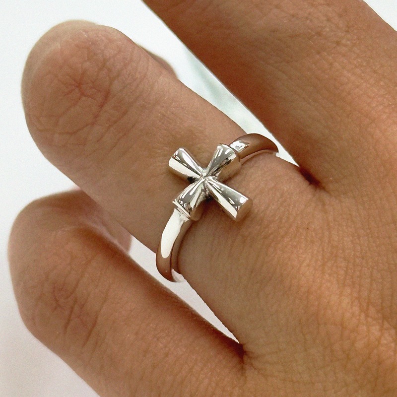 silver925 simple cross ring