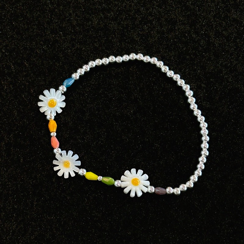 silver925 colorful flower bracelet