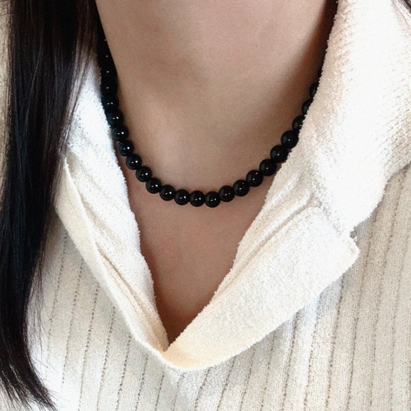 silver925 8mm onyx necklace