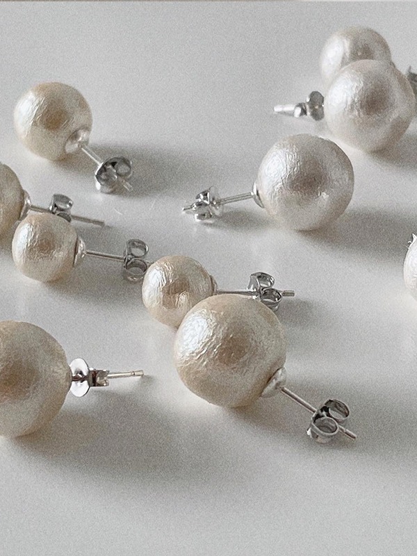silver925 cotton pearl earring